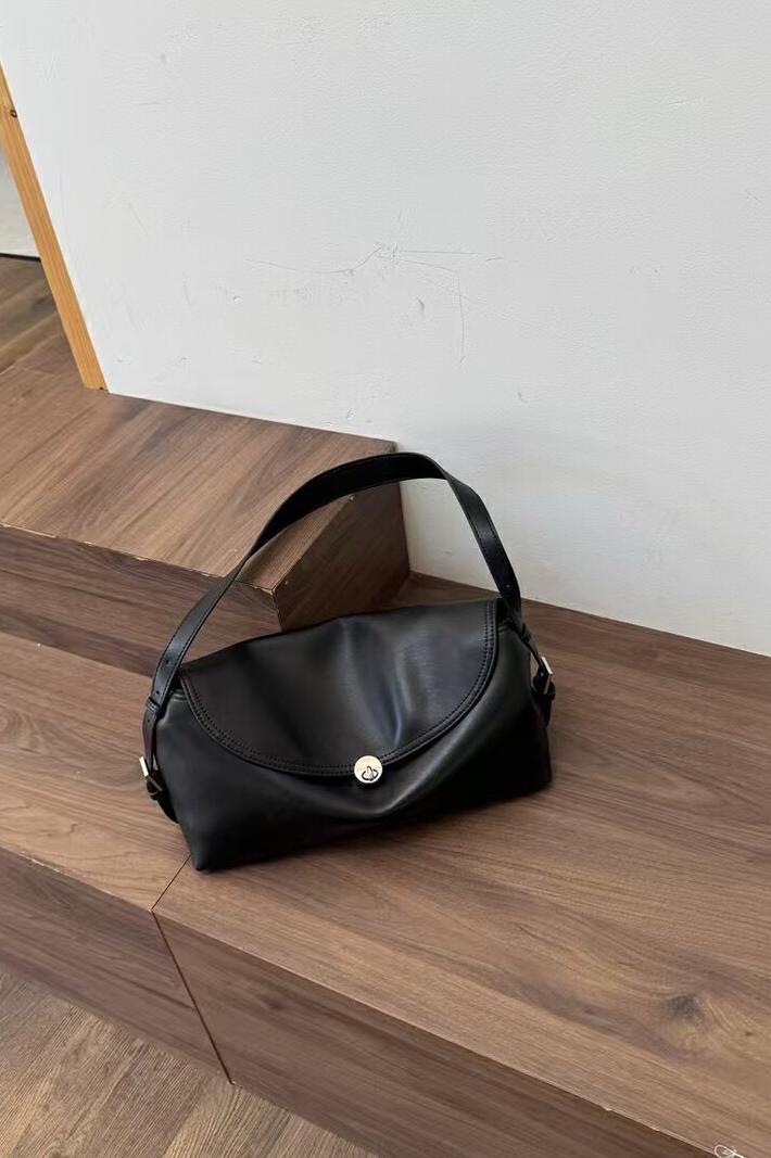 MBH Korean Niche Genuine Leather Lock Tote Bag Handbag Underarm Bag Commuter Genuine Leather Shoulder Bag - Image 5