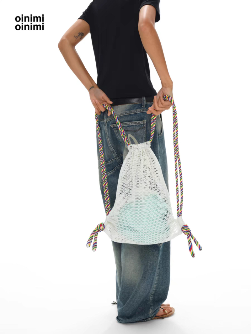 oinimi Airy Mesh Drawstring Backpack Lightweight Commuter Daypack - Image 3
