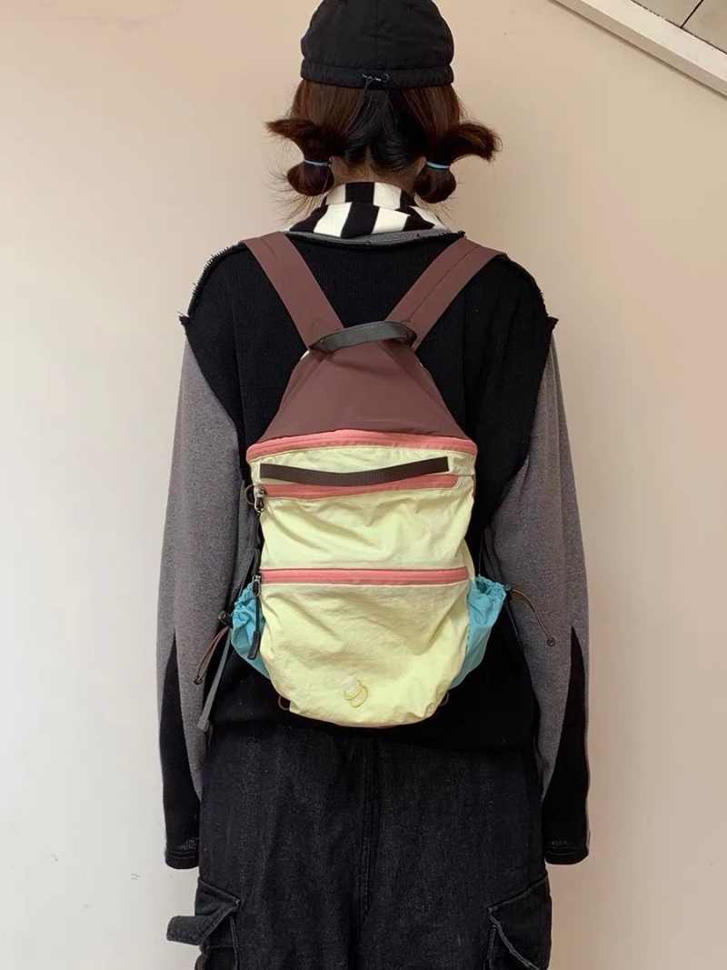 Niche Design Colorblock Hiking Backpack with Crinkled Nylon Fabric 39