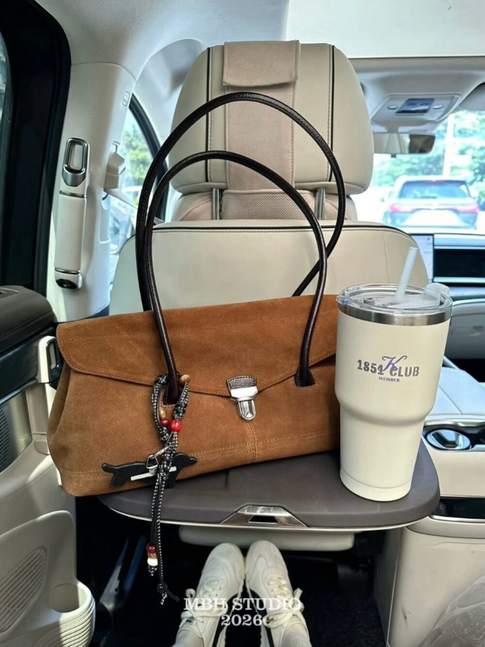 MBH Frosted Leather Color-Block Flap Baguette Bag Large-Capacity Commuter Handbag Shoulder Bag