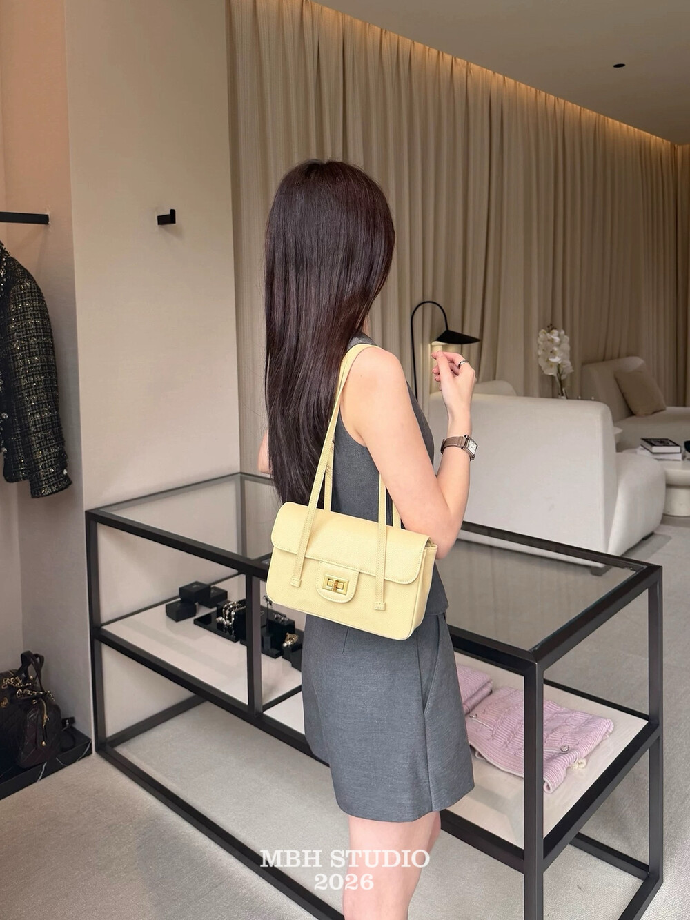 Caviar Leather Baguette Bag Small Square Shoulder Bag Underarm Bag - Image 3